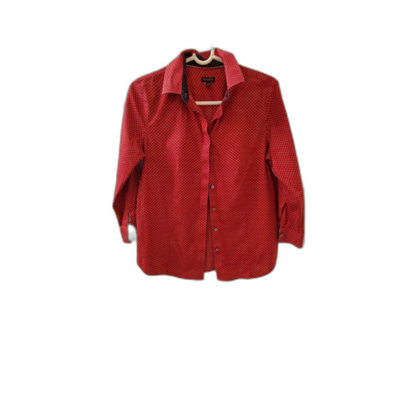 Talbots Red Wrinkle Resistant Button Down 3/4 Sleeve Shirt Size 8 - Picture 1 of 10